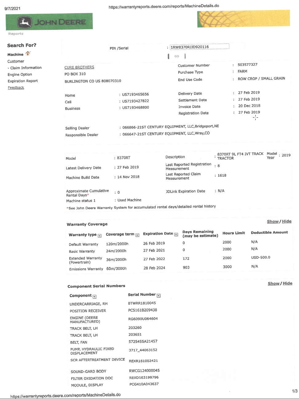 2019 John Deere 8370RT
