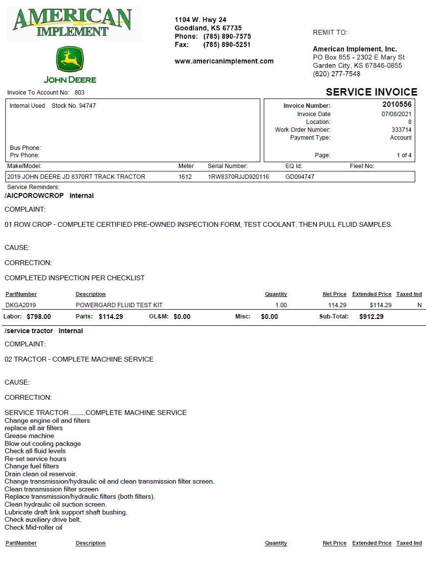2019 John Deere 8370RT