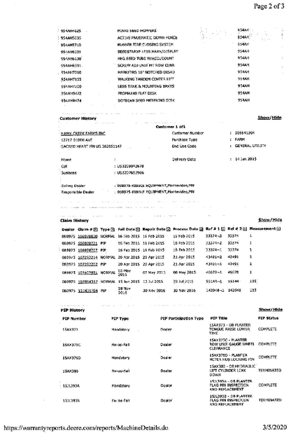 2015 John Deere DB44 ME5 CCS 24R22 Planter