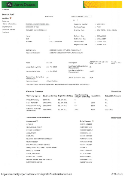 2017 John Deere 8370R